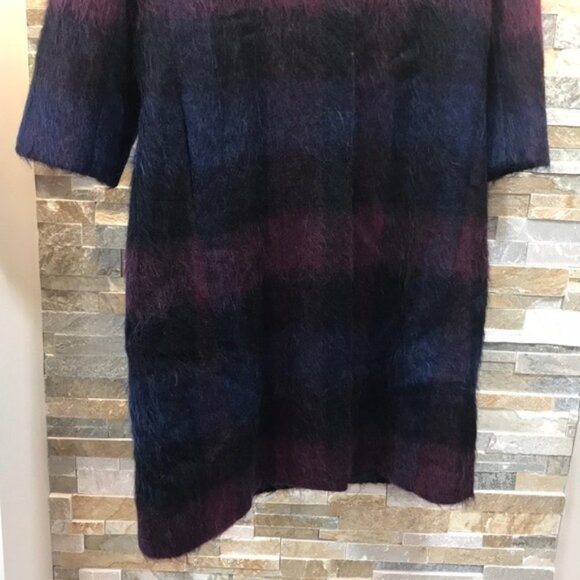 VINCE Brushed Plaid Wool Blend Long Coat - Picture 7 of 9